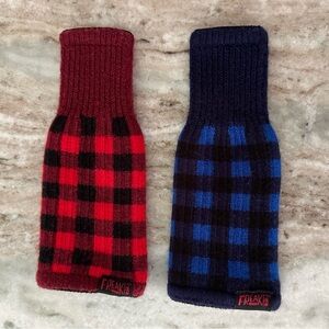 Buffalo Plaid Flannel Sweater Knit Drink Koozies -Bottle Cover Lumberjack Gift
